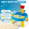 Kids Sand and Water Table 18 Pcs Children Beach Activity Toy Set W/Umbrella Hole