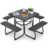 8 person Square Picnic Table Bench SetOutdoor Circular Picnic Table W/4 Benches