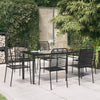 7 Piece Garden Dining Set Black Cotton Rope and Steel B1S7