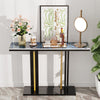 Rectangle Console Table Hall Marble Slate Accent Table with Large Pedestal Base