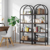 Wooden&Metal Bookcase Bookshelf Storage Shelves Display Rack for Living Room