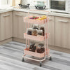 3 Tiers Kitchen Trolley Cart Slim Rolling Storage Rack Tray Shelf Rolling Wheels