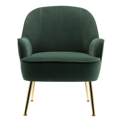 Green Velvet Accent Tub Chair Tulip Seat Armchair Reception Room Leisure Sofa