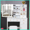 White Dressing Table Set Makeup Desk LED Lights Sliding Mirror 5 Drawers Vanity