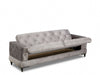 Fabric Sofa Bed 3 Seater Button Detail Wooden Legs With Built in Storage