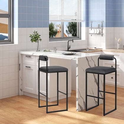 WOLTU 2 pc Vevet Bar Stools W/ Back Rest Kitchen Dining Furniture Bar Chairs