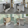 Wooden Mobile Drop Leaf Dining Table Folding Desk w/ 2 Wheels Storage Shelves