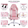 White Pink Executive Racing Gaming Chair PU Faux Leather Computer Desk Chair