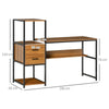 Industrial Computer Desk w/ Shelf Drawer, Home Writing Table, Walnut Brown