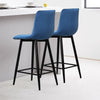 2 Modern Blue Velvet Bar Stools Breakfast Stool Kitchen 65cm Seat High Pub Chair