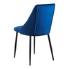 2* Blue Velvet Dining Chairs Kitchen Dining room Padded High Back Metal Legs