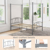 Double Size Metal Canopy Bed Frame 4-Poster Modern Platform Wooden Slat Support