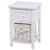 Set of 2 Bedside Table Bedroom 2-Tiers Storage Cabinet Drawer and Basket Wooden