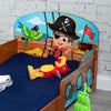 Kids Pirate Theme Wooden Single Bed Ship Boat Frame & Guardrails Junior Bedroom