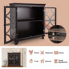 Wooden Buffet Cabinet Storage Sideboard Cupboard 2 Glass Doors Adjustable Shelf