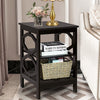 3-Tier Multifunctional Nightstand Stable Sofa Bed Side Table with Storage Shelf