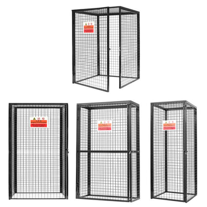 Gas Bottle Storage Cage Collapsible Cylinder Galvanised Steel Mesh Cages w/ Lock