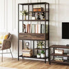 XL Vintage Industrial Bookcase Tall Shelf Metal Display Unit with Cabinet & Rack