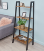 4-Tier Storage Shelves Ladder Bookshelf Industrial Bookcase Unit Living Room