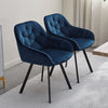 2 x Rotatable Dining Chairs Padded Velvet Seat Metal Legs Swivel Kitchen Modern