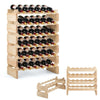 36 Bottles Wine Rack Freestanding Wine Storage Display Rack Pine Wood Wine Stand