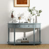 Retro Console Table Narrow Entryway Table Side Table w/ 2 Drawers & Open Shelf