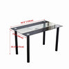 Black&Clear Rectangular Tempered Glass Dining Table Black Metal Legs Dining Room
