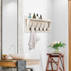 61cm Wall-Mounted Wooden Coat Rack Shelf with 5 Double Hooks & Top Display Shelf