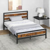 Double Bed Frame Industrial Metal Platform Bed with Headboard and Footboard