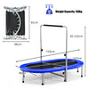 Double Foldable Jumping Fitness Kids Trampoline Rebounder w/ Adjustable Handrail