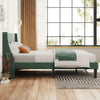 Double Size Bed 4FT6 Plush Velvet Upholstered Bed Frame Wood Slat Support Green
