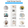 180cm Tall Narrow Bookcase Modern Bookshelf White Wood Slim Storage Shelf Cubes