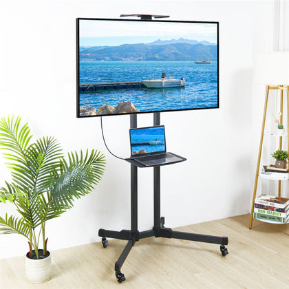 Heavy Duty Mobile TV Stand Trolley Cart on Wheels Anti Tip Corner Mount 32-70