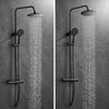 Bathroom Round Thermostatic Mixer Shower Set Matte Black Exposed Twin Head Valve