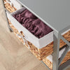 Grey Wooden Storage Unit 4 Drawer Chest Water Hyacinth Basket Hallway Organiser