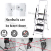 Foldable Non Slip 3 & 4 Step Steel Tread Safety Hand Rail Ladder Durable Panel