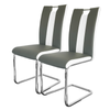 Dining Chair Set of 2 High Back PU Leather Chrome Leg Kitchen Office Padded Seat