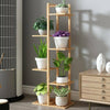 6 Pots Wood Flower Rack Plant Stand Shelves Bonsai Display Shelf Indoor Outdoor