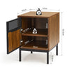 Mondeer Bedside Table Retro End Table with Door & Metal Legs 37x52.5x40 cm Brown