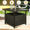 Rattan Umbrella Side Table Outdoor Garden Leisure Coffee Table w/Umbrella Hole