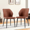 Set of 2 Dining Chairs Faux Leather Padded Metal Legs Easy Care Restaurant Chair