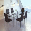 120cm Glass Dining Table 4 Chairs Faux Leather Kitchen Home Furniture Restaurant