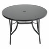 105cm Round Glass Table Black Metal Frame Outdoor Garden Patio Bistro Furniture