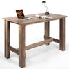 Wooden Dining Table Large Computer Desk Writing Workstation with Hollow Design