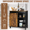 Industrial Storage Cabinet Freestanding Buffet Cabinet W/ Wine Rack Sliding Door