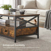 Vintage Industrial Style Coffee Table with Drawers Storage Shelf Side Rustic