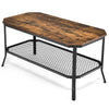 Industrial Coffee Table 2 Tiers Side Table with Open Shelf Living Room Furniture