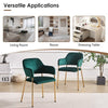 2*Green Velvet Dining Chairs Golden Leg Armchairs Kitchen Restaurant Cafe Chairs