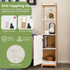 Bamboo Floor Storage Cabinet Narrow Freestanding Storage Cabinet Stand with Door