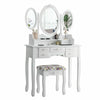 Folding Vanity Dressing Table 7 Drawers Makeup Table and Cushioned Stool Set